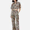 Co-Ord Patterned Tie-Front Crop Shirt