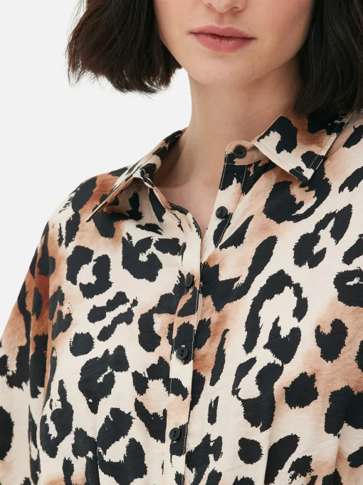 Co-Ord Patterned Tie-Front Crop Shirt