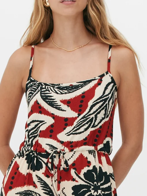 Crepe Texture Tie Jumpsuit