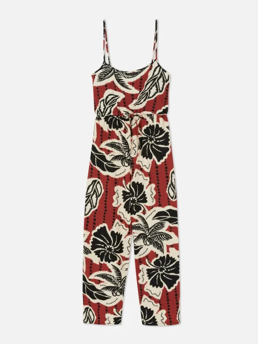 Crepe Texture Tie Jumpsuit