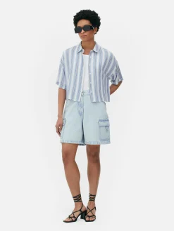 Cropped Boxy Short Sleeve Shirt