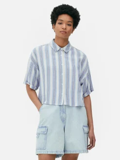Cropped Boxy Short Sleeve Shirt