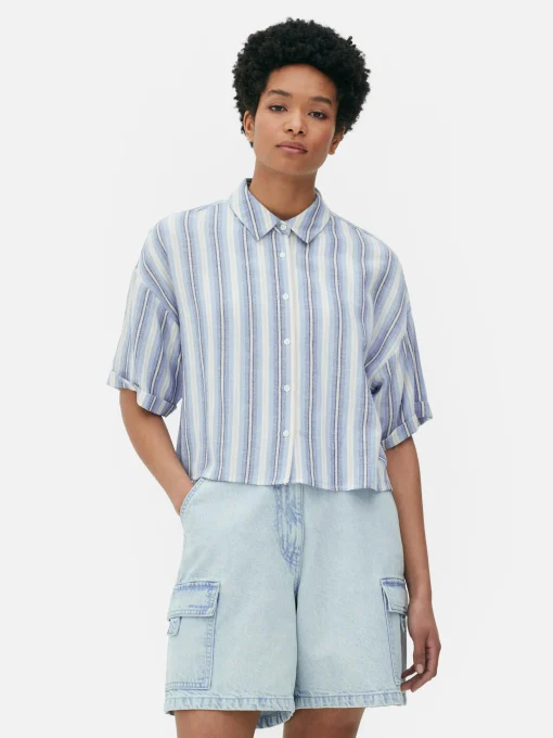 Cropped Boxy Short Sleeve Shirt