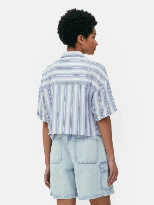 Cropped Boxy Short Sleeve Shirt