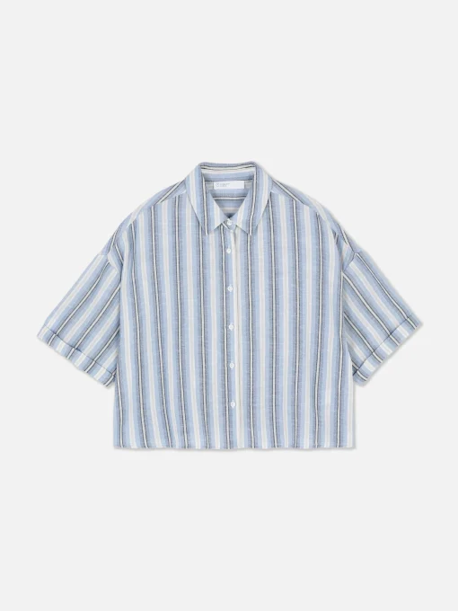 Cropped Boxy Short Sleeve Shirt