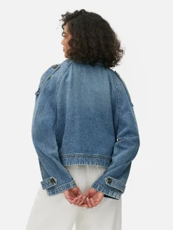 Cropped Denim Trench Coat