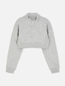 Cropped Funnel Neck Sweatshirt