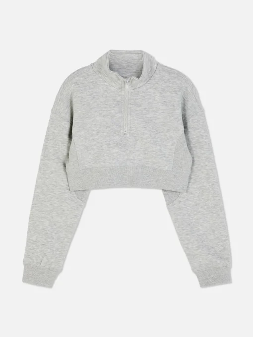 Cropped Funnel Neck Sweatshirt