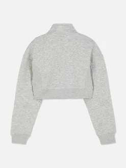 Cropped Funnel Neck Sweatshirt