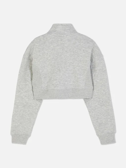 Cropped Funnel Neck Sweatshirt