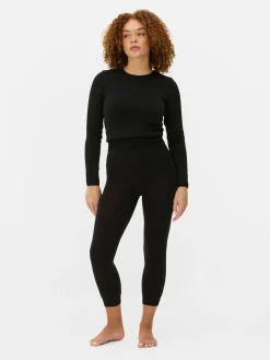 Cropped Velvet Plush Lined Leggings