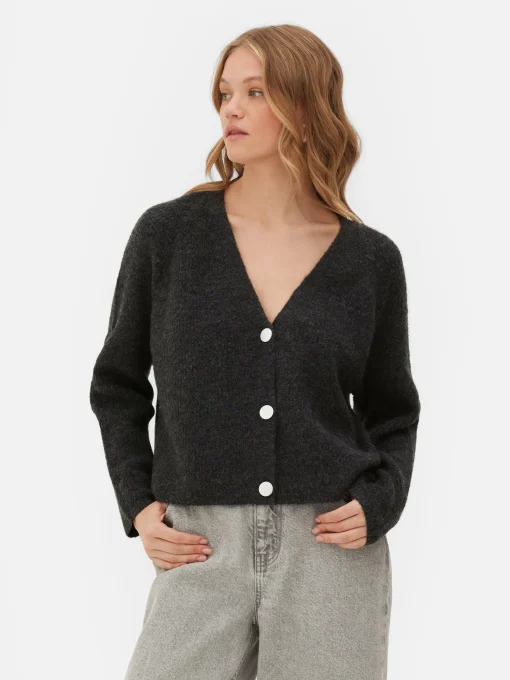 Cropped V-Neck Cardigan