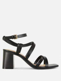 Cross Strap Block Heel Sandals