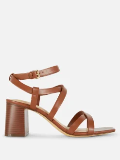 Cross Strap Block Heel Sandals