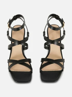 Cross Strap Block Heel Sandals