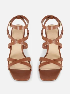 Cross Strap Block Heel Sandals