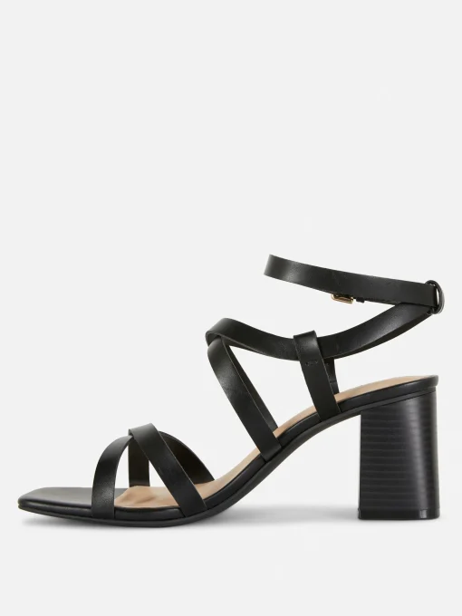 Cross Strap Block Heel Sandals