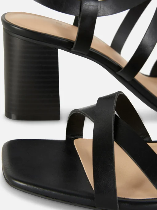 Cross Strap Block Heel Sandals