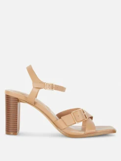Cross Strap Heeled Sandals