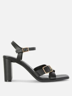 Cross Strap Heeled Sandals