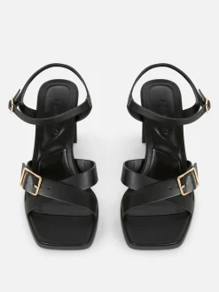 Cross Strap Heeled Sandals