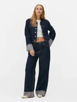 Cuffed Paneled Denim Jacket