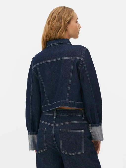 Cuffed Paneled Denim Jacket