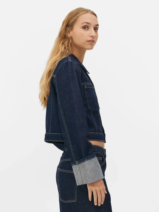 Cuffed Paneled Denim Jacket