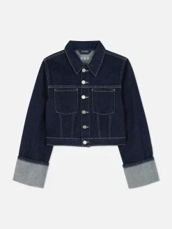 Cuffed Paneled Denim Jacket