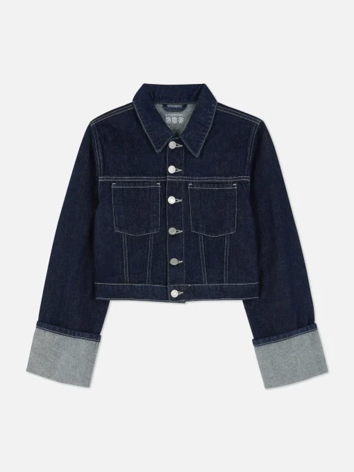 Cuffed Paneled Denim Jacket