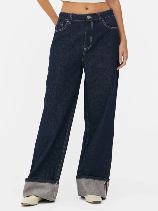 Cuffed Wide Leg Jeans