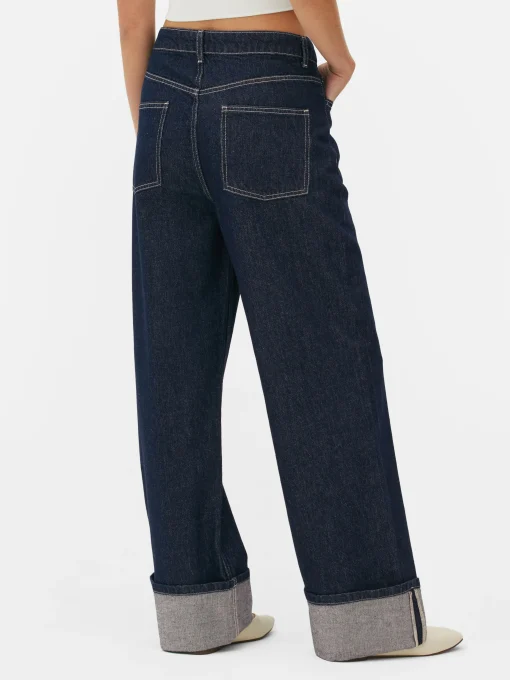 Cuffed Wide Leg Jeans