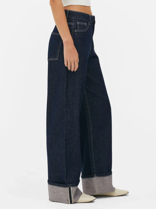 Cuffed Wide Leg Jeans