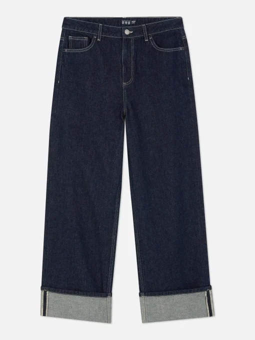 Cuffed Wide Leg Jeans