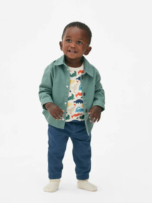 Dinosaur T-Shirt, Chinos And Shacket Set