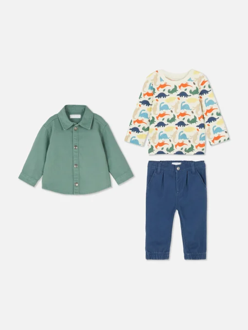 Dinosaur T-Shirt, Chinos And Shacket Set