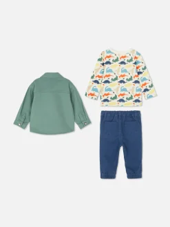 Dinosaur T-Shirt, Chinos And Shacket Set