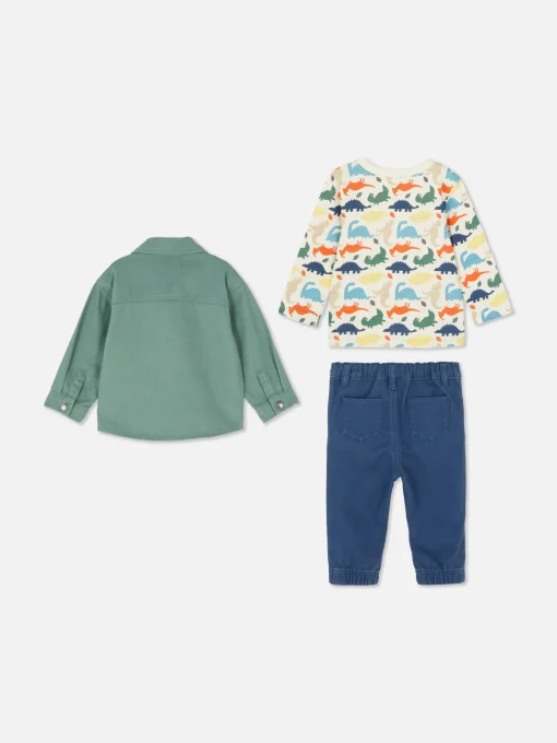 Dinosaur T-Shirt, Chinos And Shacket Set