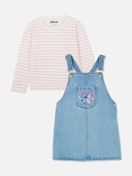 Disney’s Lilo And Stitch Denim Overall Dress Set