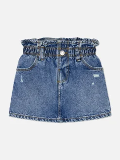 Distressed Denim Paperbag Skirt