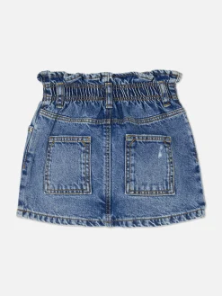 Distressed Denim Paperbag Skirt