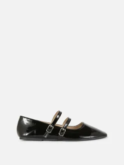 Double Buckle Strap Ballet Flats