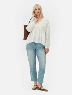 Draped Voile Smock Blouse