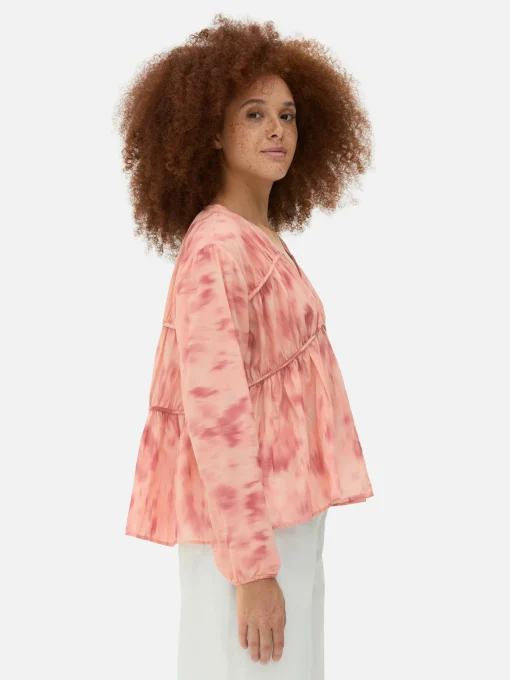 Draped Voile Smock Blouse