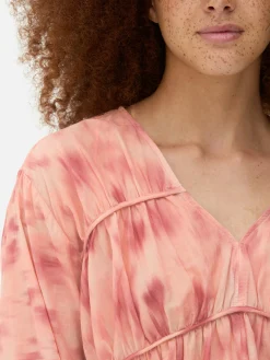 Draped Voile Smock Blouse
