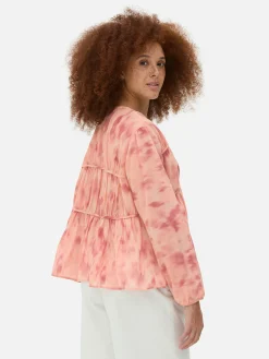 Draped Voile Smock Blouse