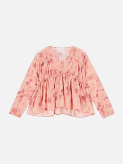 Draped Voile Smock Blouse
