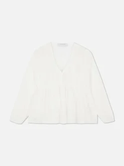 Draped Voile Smock Blouse