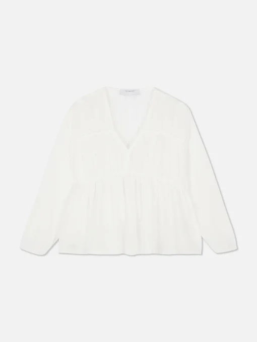 Draped Voile Smock Blouse