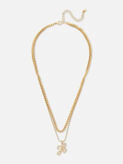 Dual Chain Initial Pendant Necklace